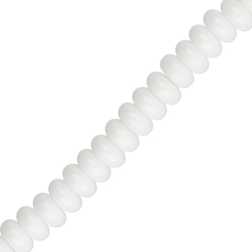 Rondelle beads - 6x3 mm Glass Heishi Beads - White x 38 cm