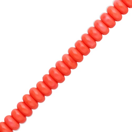 Rondelle beads - 6x3 mm Glass Heishi Beads - Coral, 38 cm