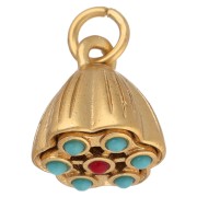 10 mm flower charm with imitation gemstones - Fine gold plated x1