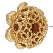 10 mm multi-hole flower bead with imitation gemstone and CZ - Fine gold plated