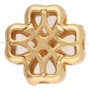 13mm multi-hole clover bead with pistil & imitation mother-of-pearl cabochons - Fine gold plated