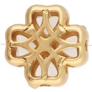 13mm multi-hole clover bead with pistil & imitation mother-of-pearl cabochons - Fine gold plated