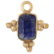 Faceted rectangular charm, 13x11 mm gemstone - Fine gold plated - Lapis lazuli
