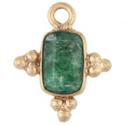Faceted rectangular charm, 13x11 mm gemstone - Fine gold plated - Aventurine
