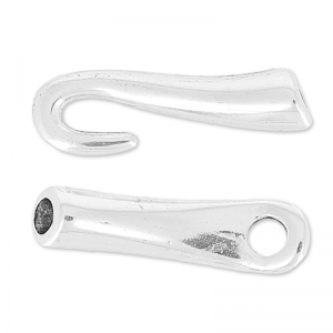 Hook and eye clasp for 2mm cord Antique Silver Plating x1