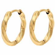 17 mm Twisted Hoop Earrings - 2.5 mm Wire - 316L Gold-Plated Stainless Steel x2