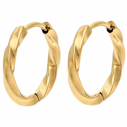 17 mm Twisted Hoop Earrings - 2.5 mm Wire - 316L Gold-Plated Stainless Steel x2