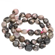 9–11 mm gemstone nugget beads—Rhodonite x 39 cm
