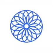 Spacer dyed laser cut rosace 24 mm hard blue  x1