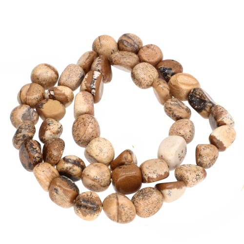 9–11 mm gemstone nugget beads – Landscape Jasper x39 cm
