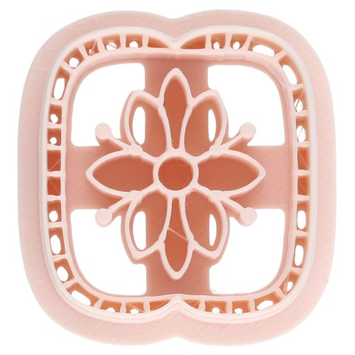 30x28 mm Square Cookie Cutter - Flower Pattern - Biodegradable Polymer - Beige x1