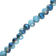 Light blue - Faceted rondelle beads - flattened round - 4.5x3.5 mm Light Blue AB x 38 cm Faceted rondelle beads - flattened round - 4.5x3.5 mm Light Blue AB x 38 cm