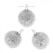 symbols charm 10mm Antique Silver Plating x4