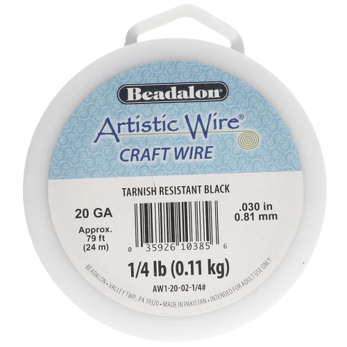 Artistic Wire Copper Wire 0.81 mm - Black, Tarnish-Resistant x24m