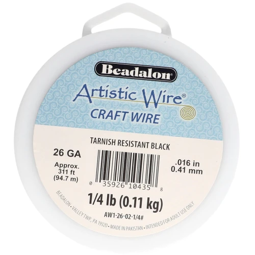 Artistic Wire Copper Wire 0.41 mm - Black, Tarnish-Resistant x94.7m