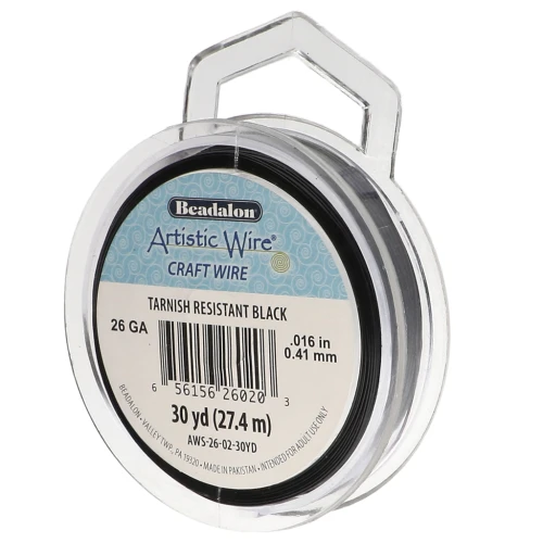 Artistic Wire Copper Wire 0.41 mm - Black, Tarnish-Resistant x27.4m