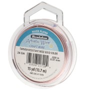 Artistic Wire Copper Wire, 0.51 mm, Silver-Plated with Rose Gold Finish, Tarnish-Resistant x13.7m