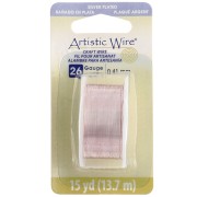 Artistic Wire Copper Wire, 0.41 mm, Silver-Plated with Rose Gold Finish, Tarnish-Resistant x13.7m