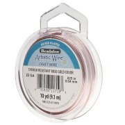 Artistic Wire Copper Wire, 0.64 mm, Silver-Plated with Rose Gold Finish, Tarnish-Resistant x9.1m