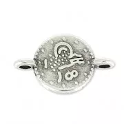 Spacers symboles 2 anneaux 12x7mm Antique Silver Plating x4