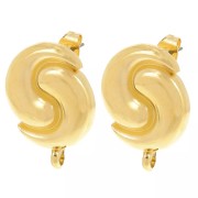 Gift - Yin and Yang Earstuds, 17 mm - Closed Hoop - Fine gold plated (2 pairs)