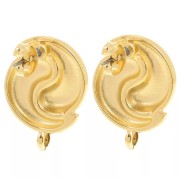 Gift - Yin and Yang Earstuds, 17 mm - Closed Hoop - Fine gold plated (2 pairs)