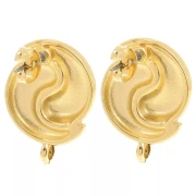 Gift - Yin and Yang Earstuds, 17 mm - Closed Hoop - Fine gold plated (2 pairs)