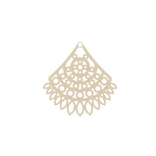 Pendant dyed laser cut fan 34x40 mm Powder Almond x1
