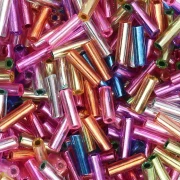 Preciosa 6.5x2 mm Tube Seed Beads - Multicolor Silver-Lined Mix x20g