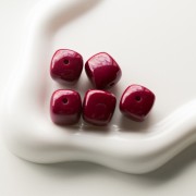 Irregular cube beads, 16x17 mm - Opaque Burgundy acrylic x10
