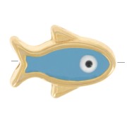 Fish bead epoxy resin lucky eye 12x8 mm - Turquoise - Gold x1|raw }}