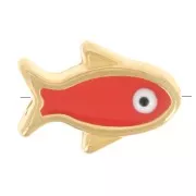 Coral - Epoxy resin fish bead lucky eye 12x8 mm - Coral - Gold x1 Epoxy resin fish bead lucky eye 12x8 mm - Coral - Gold x1