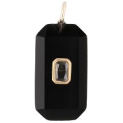 Rectangular Pendant, 34x15 mm, Gemstone and CZ - Black Onyx - Yellow or Crystal