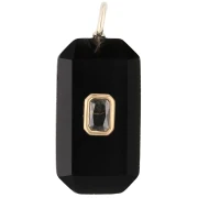 Rectangular Pendant, 34x15 mm, Gemstone and CZ - Black Onyx - Yellow or Crystal