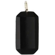 Rectangular Pendant, 34x15 mm, Gemstone and CZ - Black Onyx - Yellow or Crystal