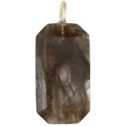 Rectangular Pendant, 34x15 mm, Gemstone and CZ - Labradorite - Yellow or Crystal