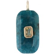 Rectangular Pendant, 34x15 mm, Gemstone and CZ - Apatite - Yellow or Crystal