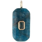 Rectangular Pendant, 34x15 mm, Gemstone and CZ - Apatite - Yellow or Crystal