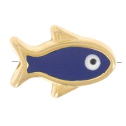 Epoxy resin fish bead lucky eye 12x8 mm - Navy Blue - Gold x1|raw }}