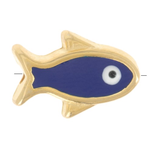 Epoxy resin fish bead lucky eye 12x8 mm - Navy Blue - Gold x1
