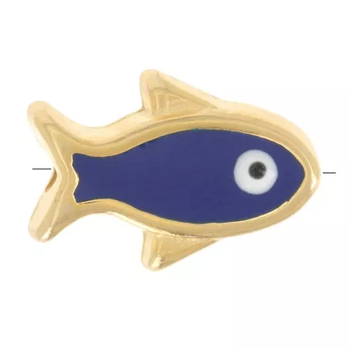 Epoxy resin fish bead lucky eye 12x8 mm - Navy Blue - Gold x1