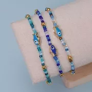 Epoxy resin fish bead lucky eye 12x8 mm - Navy Blue - Gold x1