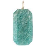Rectangular Pendant, 34x15 mm, Gemstone and CZ - Amazonite - Blue