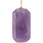 Rectangular Pendant, 34x15 mm, Gemstone and CZ - Amethyst - Blue