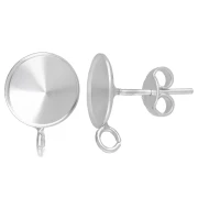 10 mm Rivoli Earstuds with Open Hoop - 925 Sterling Silver x2