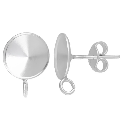 10 mm Rivoli Earstuds with Open Hoop - 925 Sterling Silver x2