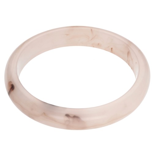 64 mm bangle made of translucent resin - Ivory - Dark brown marbled x1