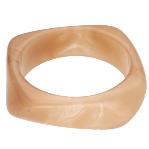 64 mm irregular square bangle made of translucent resin - Marbled salmon