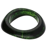 64 mm thick, irregular-shaped bangle made of clear resin - Dark green marbled x1
