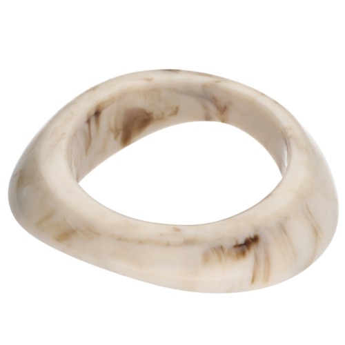 64 mm thick, irregularly shaped bangle made of opaque resin - Marbled ivory x1